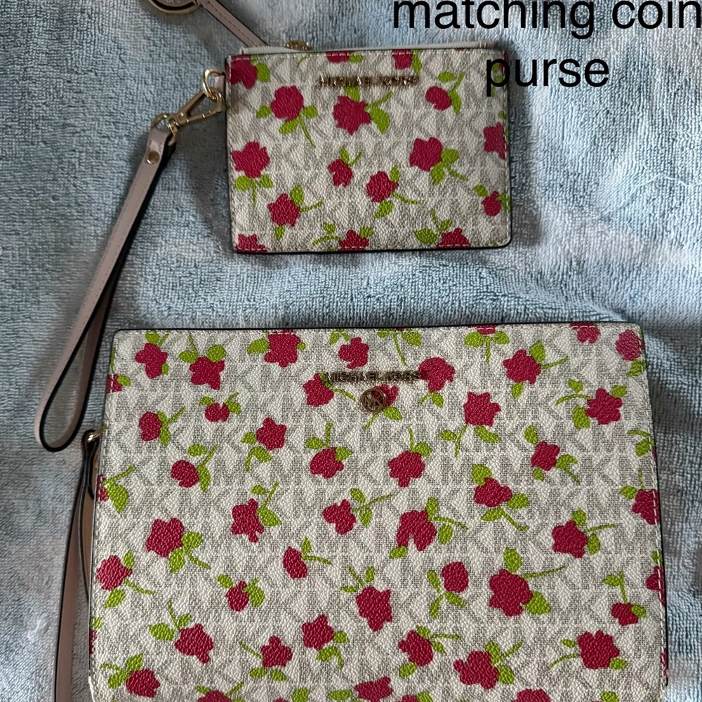 Michael Kors Floral Clutch and Wristlet Set